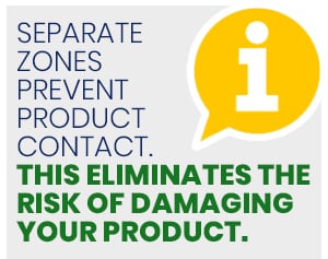 Separate zones prevent product contact. This eliminates the risk of damaging your product.